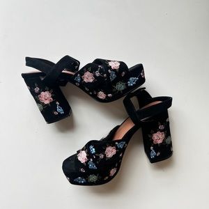 Embroidered Platform Heels